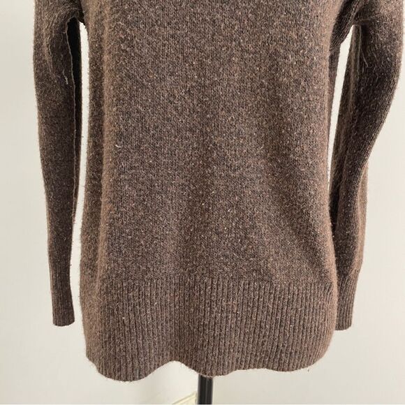 Mock Neck Knit Sweater XS Chocolate Brown Turtleneck Classic Mature Clean Girl - Picture 6 of 10